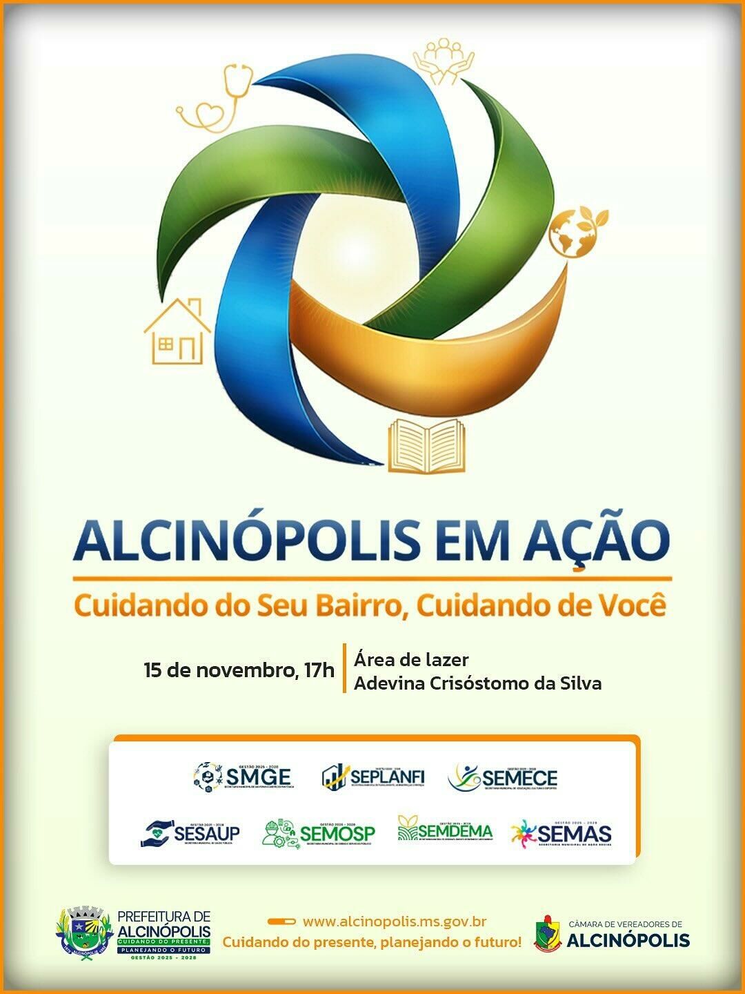 Imagem de compartilhamento para o artigo Alcinópolis realiza grande ação social com serviços públicos, lazer e atividades culturais no dia 15 de novembro da MS Todo dia